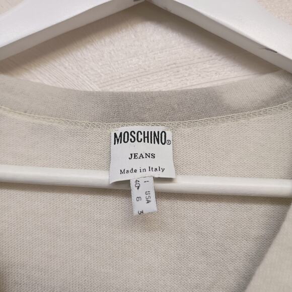 Moschino Vintage 90s Cloud Cardigan Sweater Angora Lana Wool Gray Rare 1990s - Picture 5 of 8